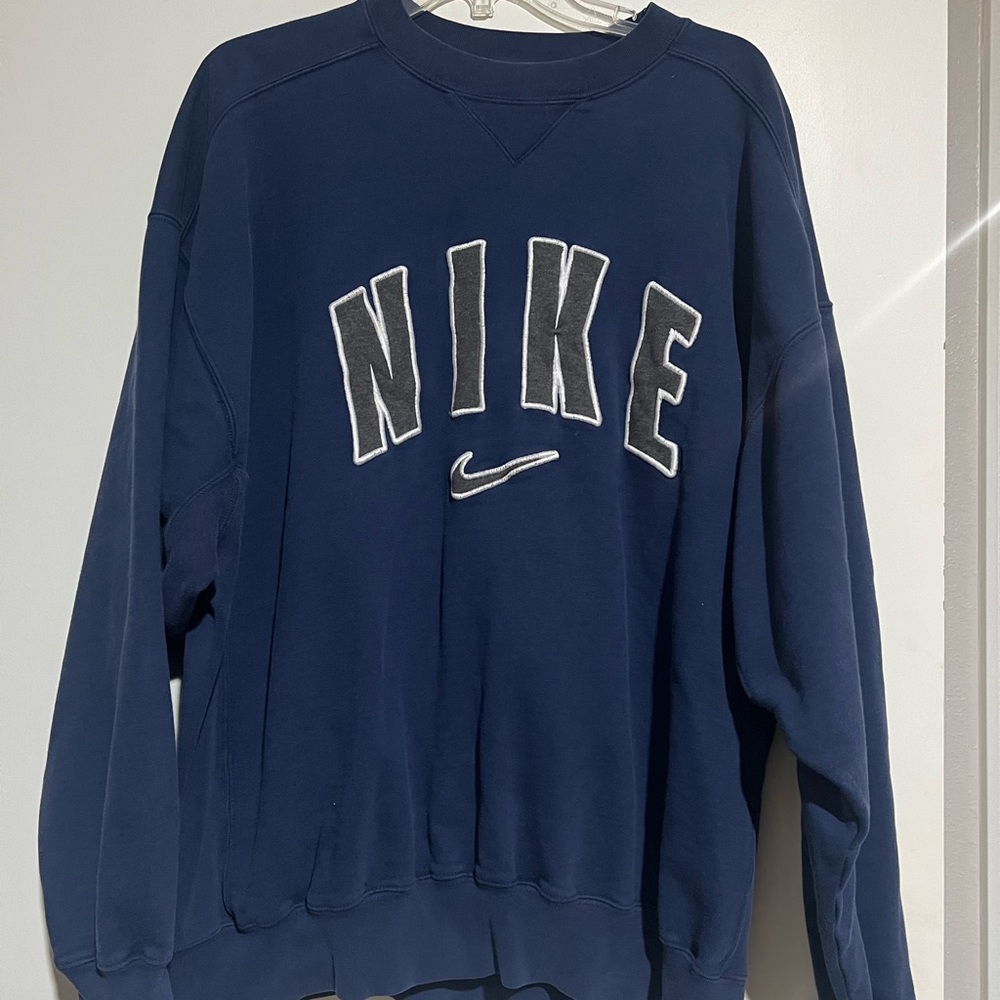 Vintage Nike Navy Blue Logo Crewneck Sweatshirt Size XL